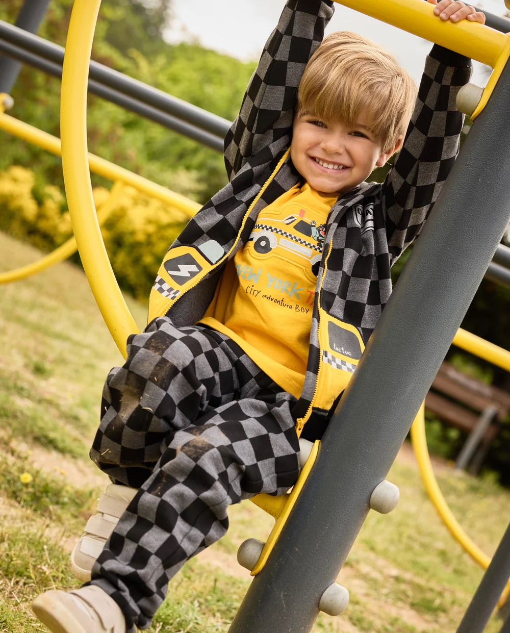 Tuc Tuc - Fleece set with a geometric-design jacket and matching trousers