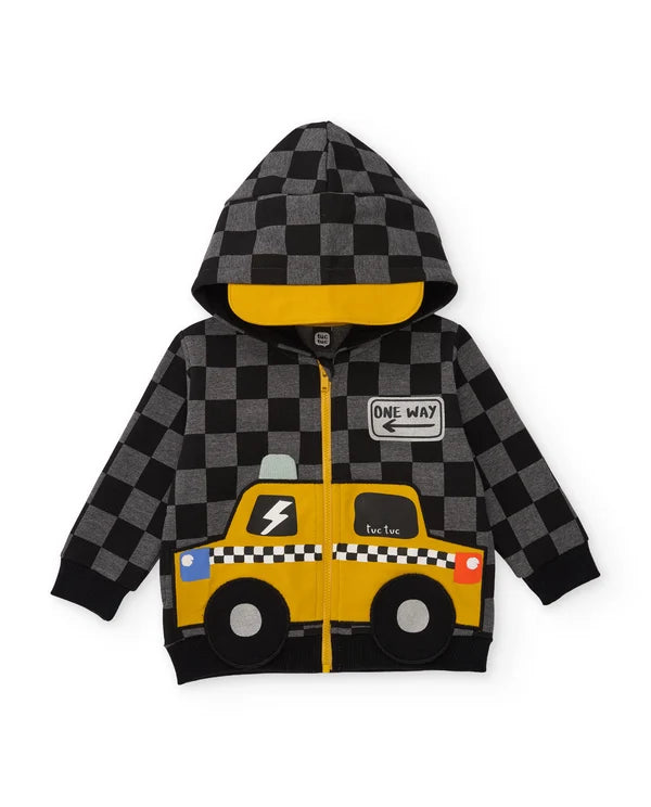 Tuc Tuc - Fleece set with a geometric-design jacket and matching trousers