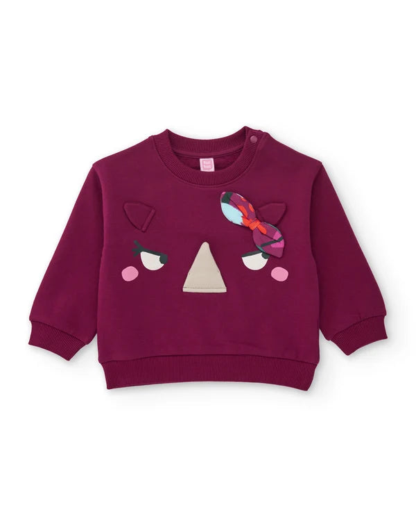 Tuc Tuc - Fleece set with rhinoceros sweatshirt and floral leggings