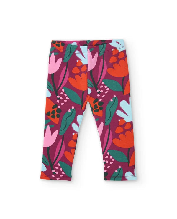Tuc Tuc - Fleece set with rhinoceros sweatshirt and floral leggings