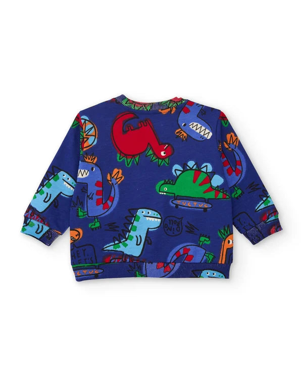 Tuc Tuc - Fleece set with dinosaur-print sweatshirt and trousers