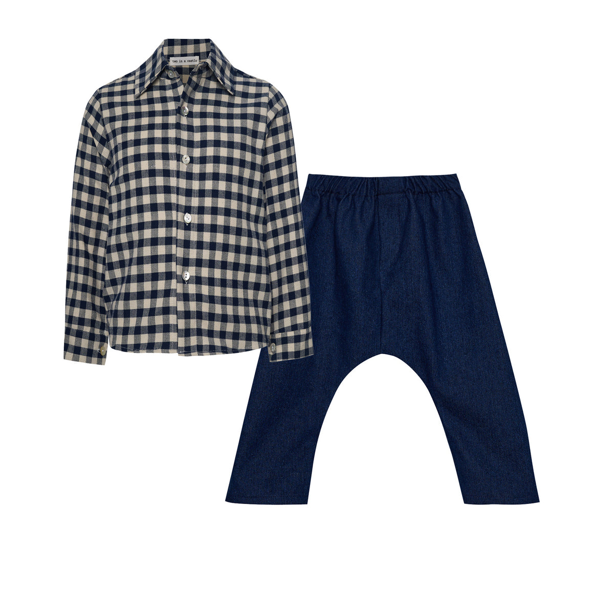 Two In A Castle - Blue Moon Vichy Shirt & Jeans Set