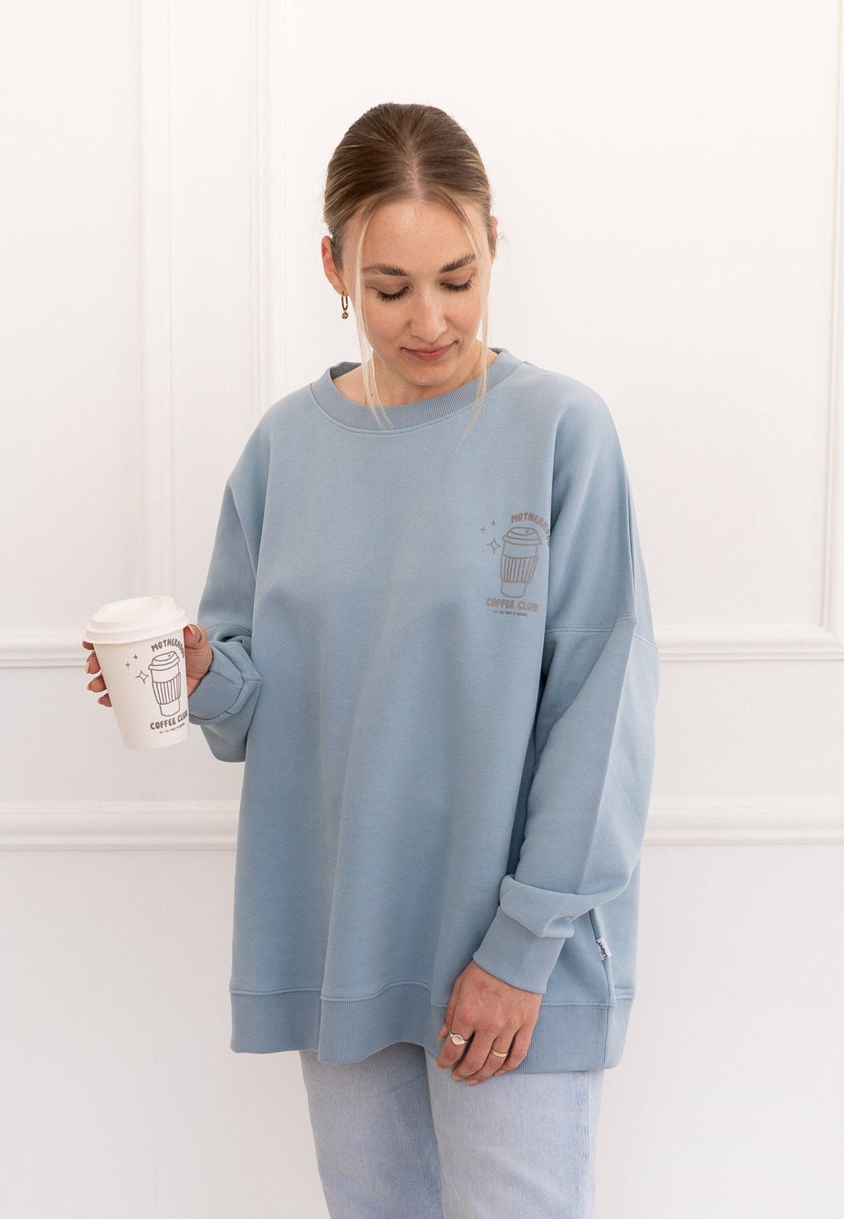 Adult Sweatshirt Coffee before Chaos light blue (Me)